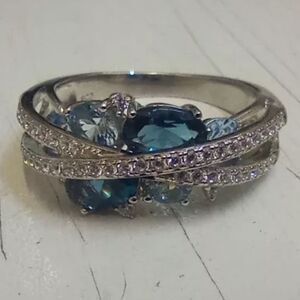 ✨New 925 Sterling Silver Blue Spinel Twist Ring